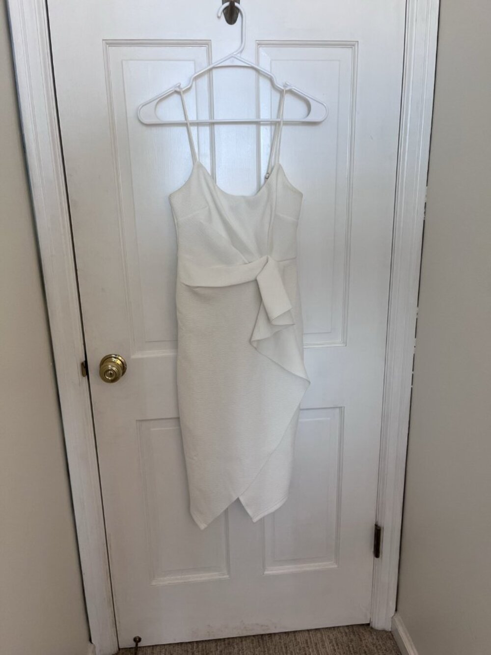 White Asymmetric Midi Dress